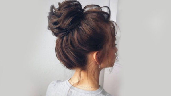 Curls & Messy Bun Hairstyle